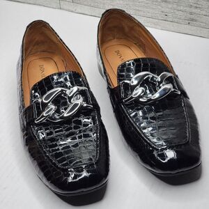 Donald Pliner Bristol Sliver Black Croc Loafer Sz 8 Flats Old Money Preppy Shoes